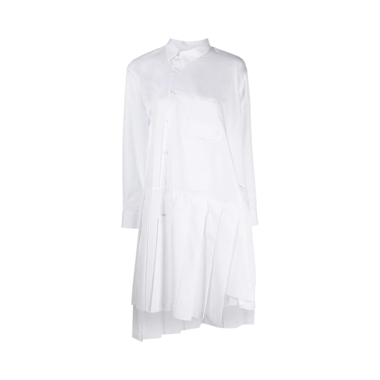 Comme des Garçons Asymmetrical Pleated Shirt Dress "White"