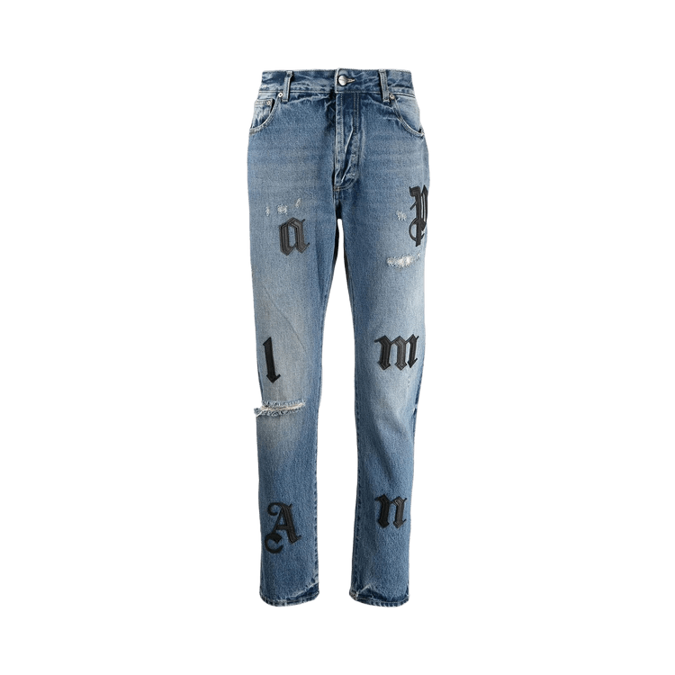 Palm Angels Logo Patch Classic 5 Pocket Jeans "Blue/Black"