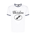 We11done Cursive Logo Fitted Ringer T-Shirt "Navy"