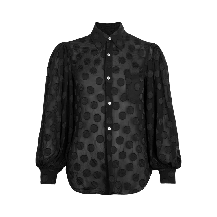 Comme des Garçons Puff-Sleeve Sheer Polka Dot Shirt "Black"