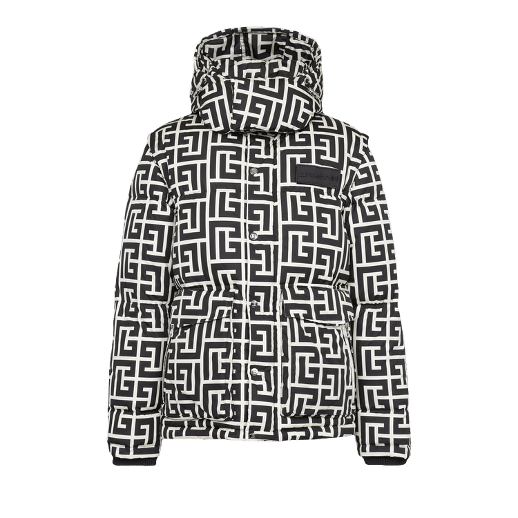 Balmain Quilted Maxi Monogram Jacket "Black/White"