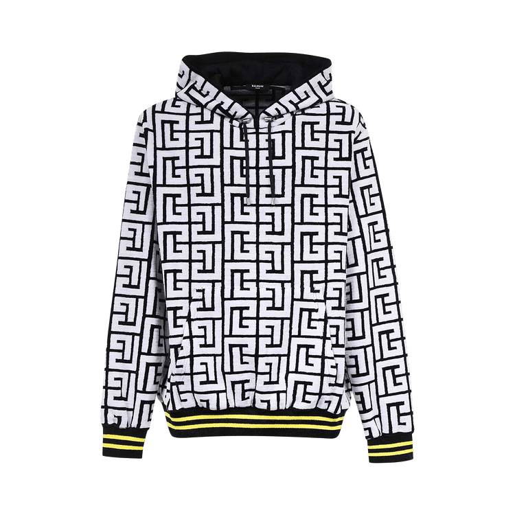 Balmain Maxi Monogram Velvet Hoodie "Black"