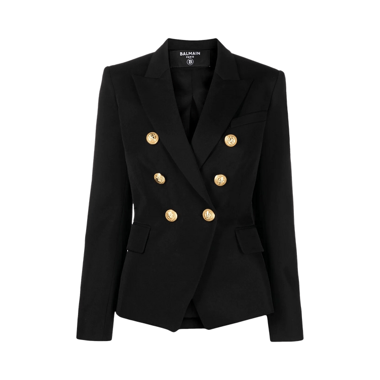 Balmain Double Breasted Leather Blazer "Black"