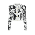 Balmain Monogram Knit Cropped Cardigan "Black/White"