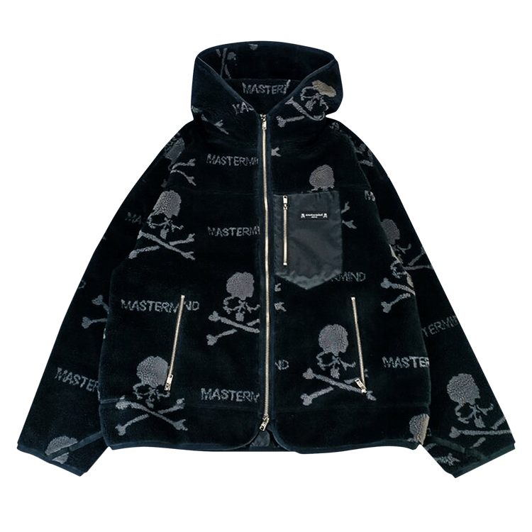 Mastermind All Over Skull Logo Sherpa Zip Jacket "Black"