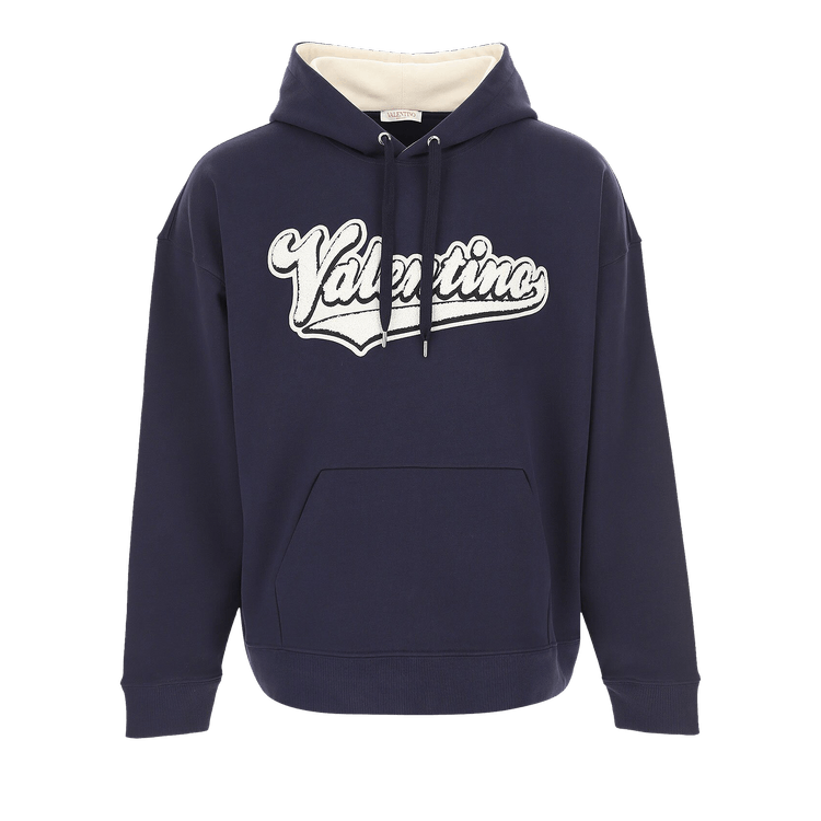 Valentino Logo Patch Hoodie "Navy"