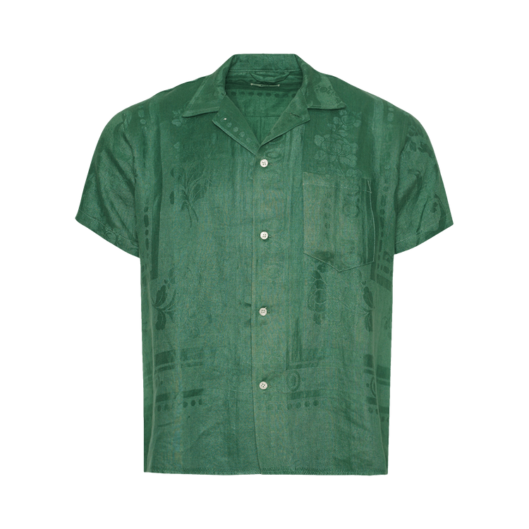 Bode One Of A Kind Damask Short-Sleeve Shirt "Gooseberry"
