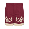 Bode Moonflower Applique Short "Maroon Cream"