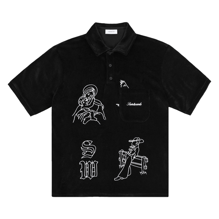 Saintwoods Velour Polo "Black"