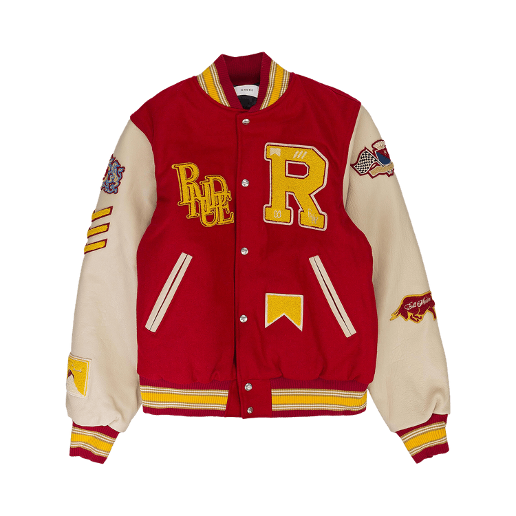 Rhude Bull Market Varsity Jacket "Red/Cream"