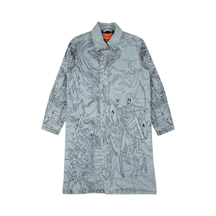 Who Decides War Four Horsemen Denim Trench Coat "Blue"