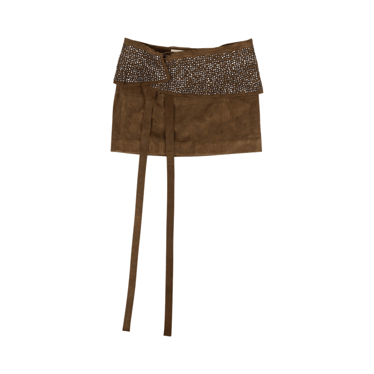 Saint Laurent Studded Suede Mini Skirt "Brown"