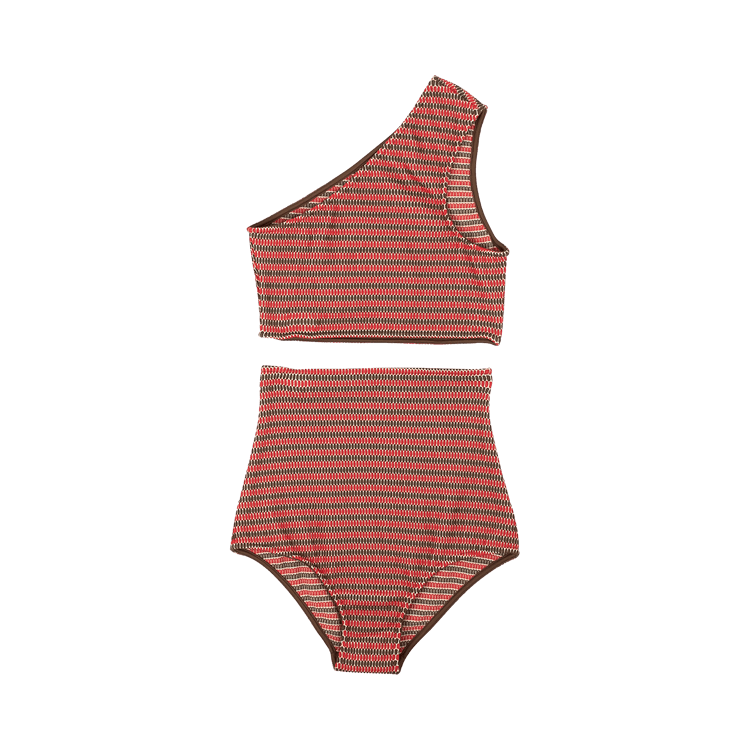 Bottega Veneta High Waist Bikini "Red/Brown"