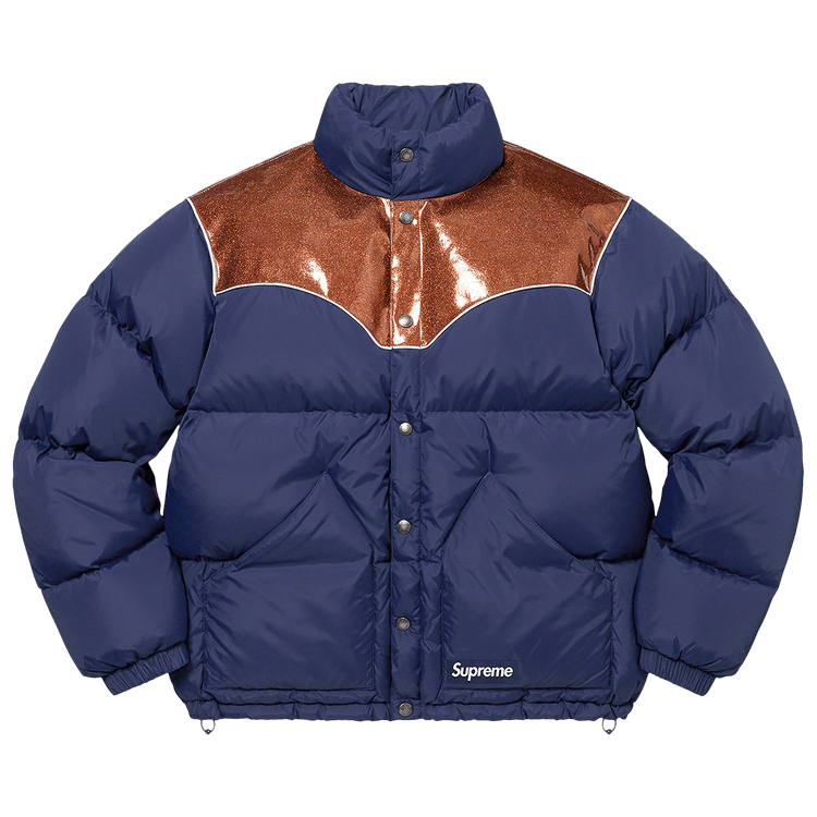 Supreme Glitter Yoke Down Puffer Jacket "Navy"
