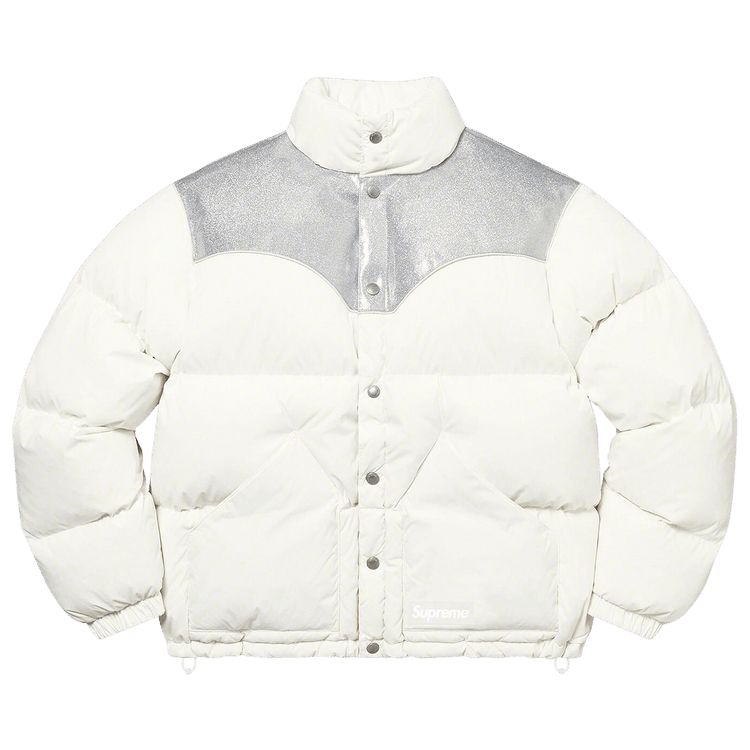 Supreme Glitter Yoke Down Puffer Jacket "White"