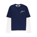 Nahmias Double-Sleeve Top "Navy"