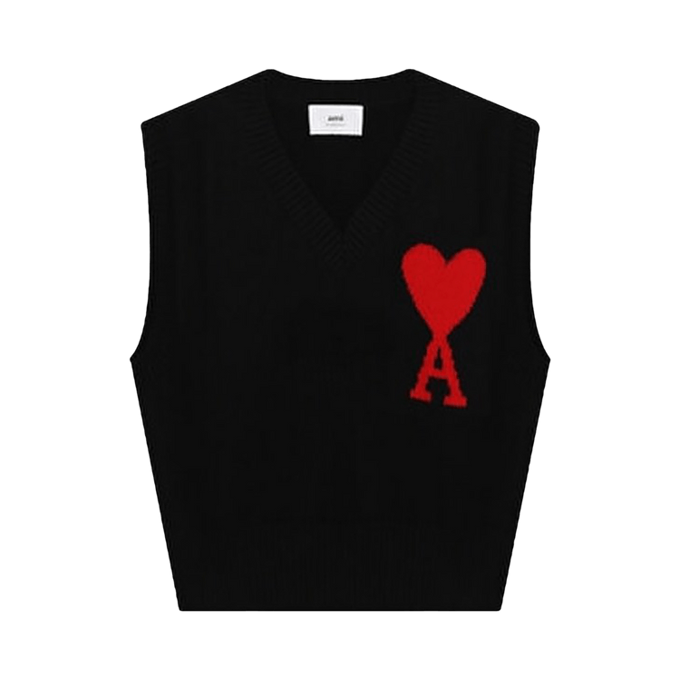 Ami Sleeveless Sweater "Black/Red"