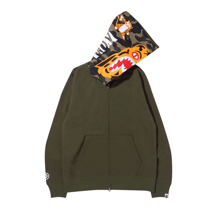 BAPE Tiger Full Zip Hoodie "Olive Drab"