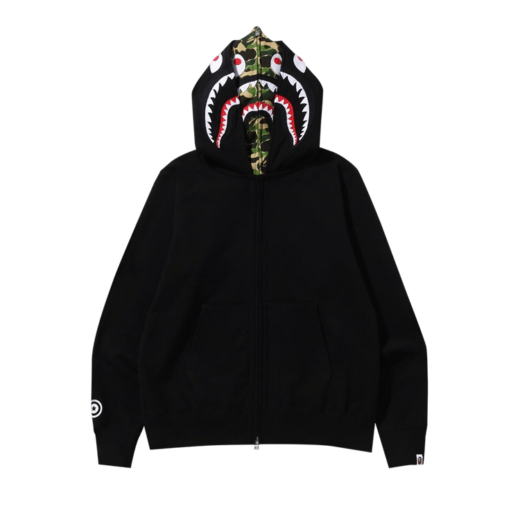 BAPE ABC Camo Shark Wide Fit Full Zip Double Hoodie "Black"