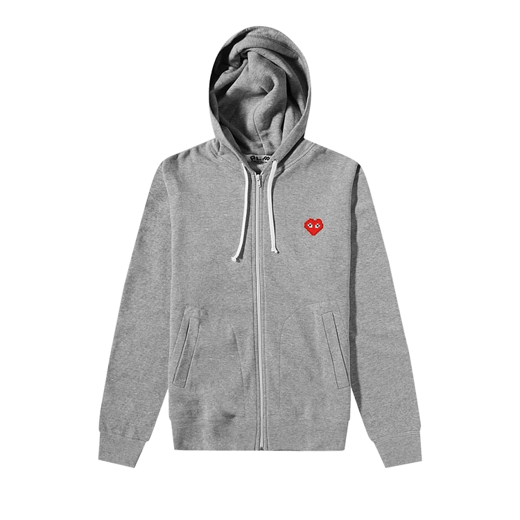 Comme des Garçons PLAY x Invader Logo Zip-Up Hoodie "Grey"
