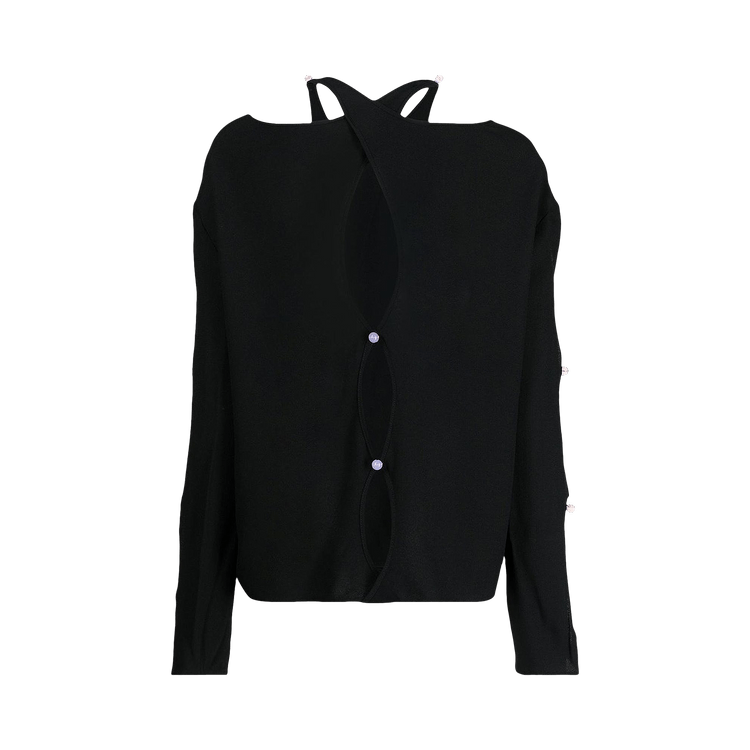 Kiko Kostadinov Keyhole Gem Blouse "Onyx Black/Ruby Pink"