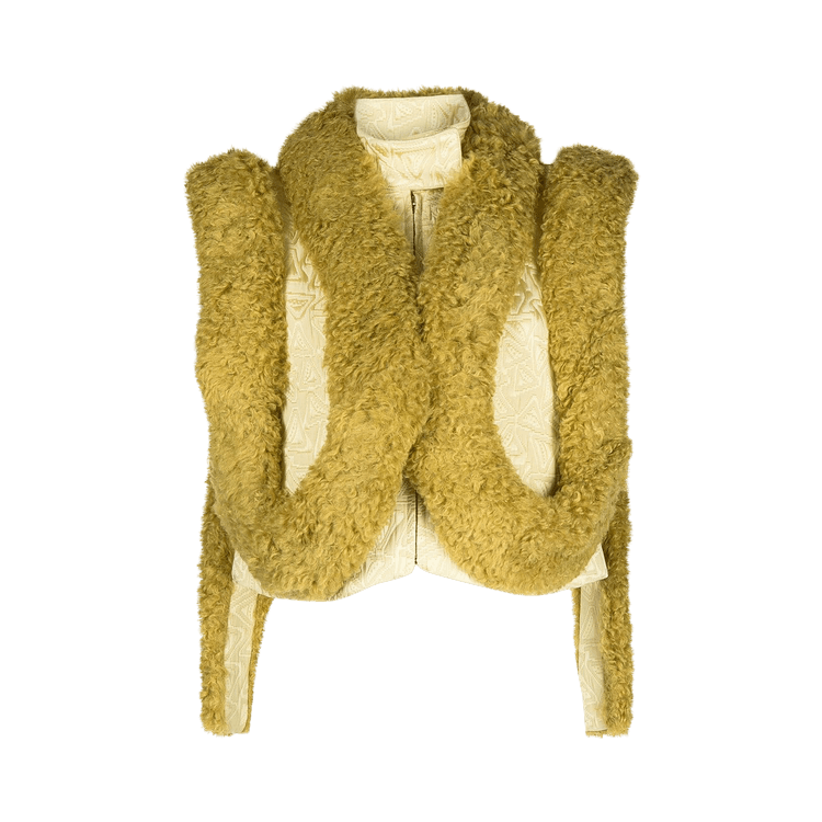 Kiko Kostadinov Panelled Jacquard Fitted Jacket "Banana/Lime Green"