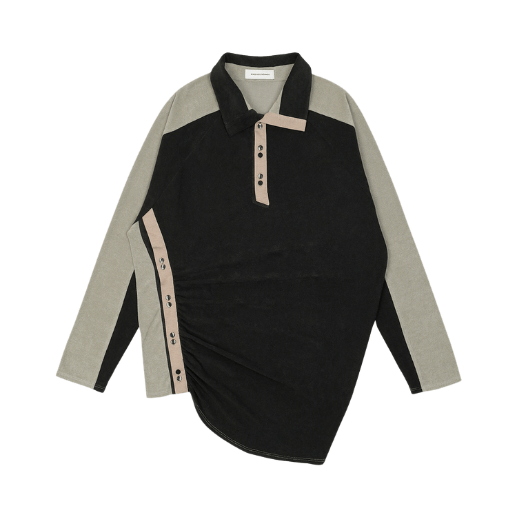 Kiko Kostadinov Halisha Long-Sleeve Top "Ebony Black/Smoke Grey/Brown"