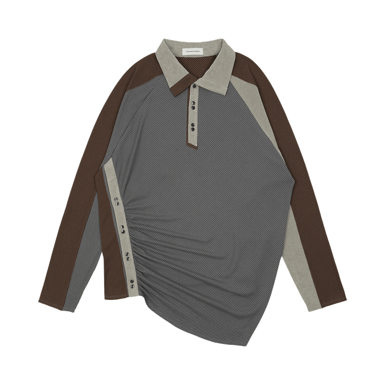 Kiko Kostadinov Halisha Long-Sleeve Top "Grey/Brown Stripe/Smoke"