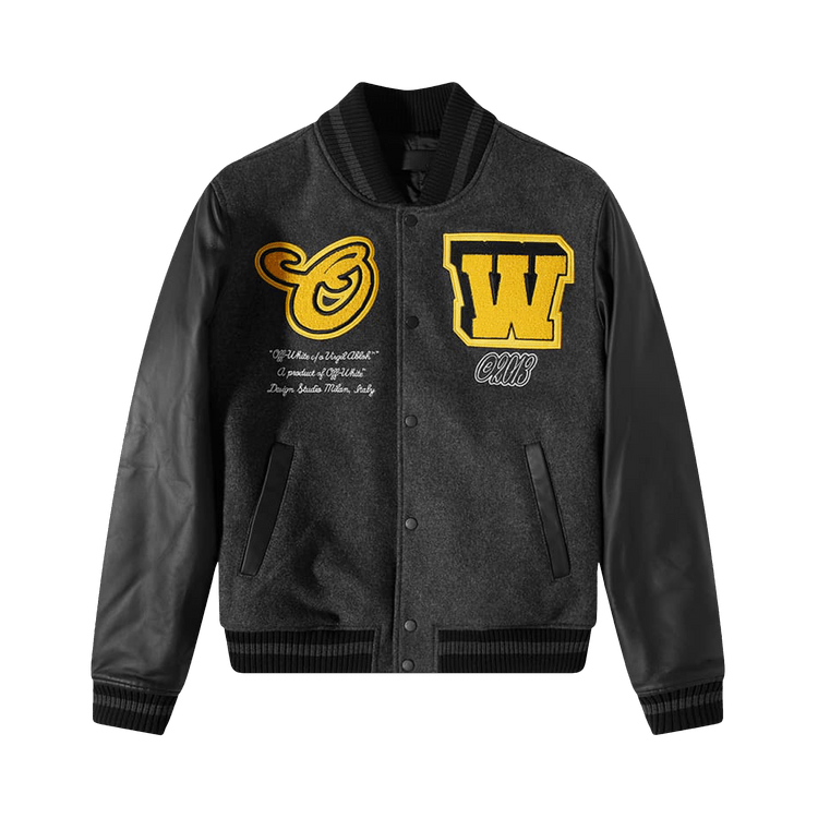 Off-White Vars Cat Leather Jacket "Black/Yellow"