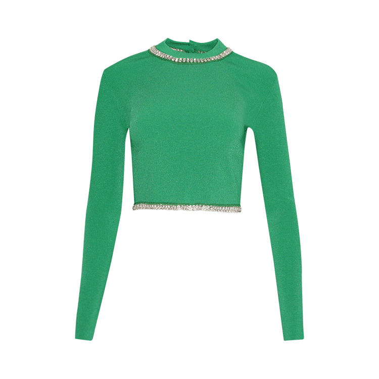 Rabanne Embellished Knit Cropped Top "Green"