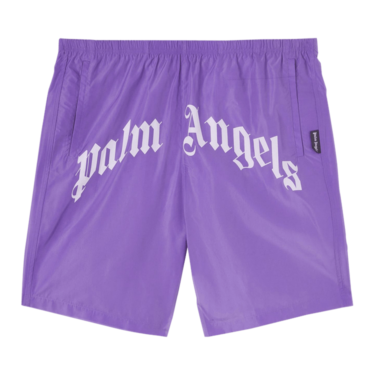 Palm Angels Curved Logo Swim Short "Violet/White"