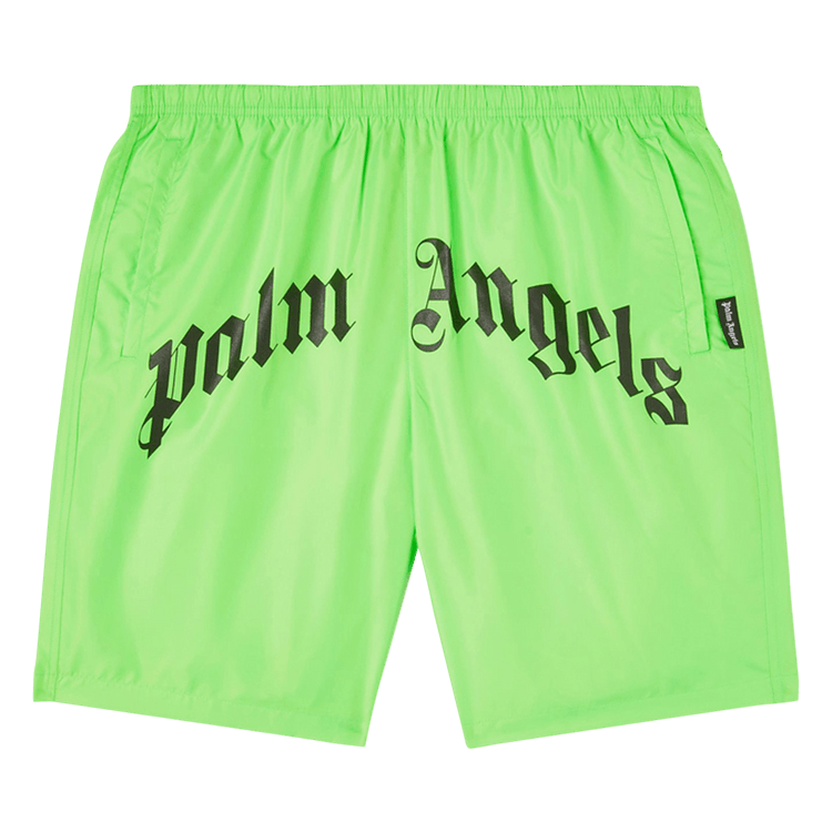 Palm Angels Curved Logo Swim Short "Green Fluo"