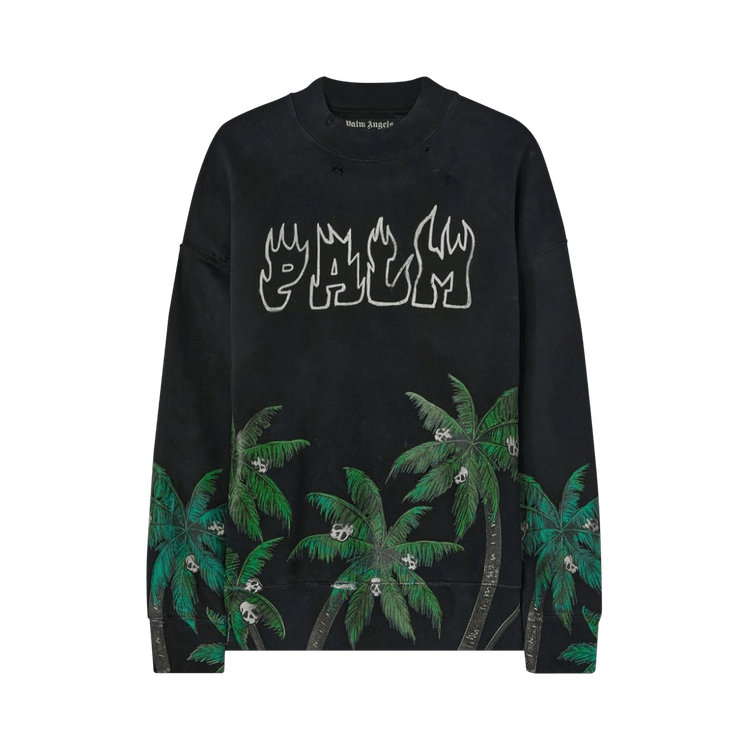 Palm Angels Palms And Skull Vintage Crew "Black/Green"