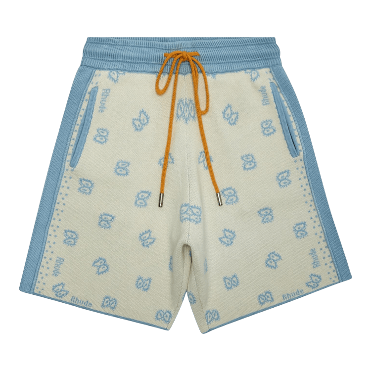 Rhude Banco Knit Short "Stone Blue/Ivory"