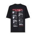 Balmain Oversize Fit 44 T-Shirt "Noir/Rouge Vif/Multi-Gris"