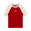 Balmain Raglan Retro PB T-Shirt "Rouge Vif/Crème/Bleu Moyen"
