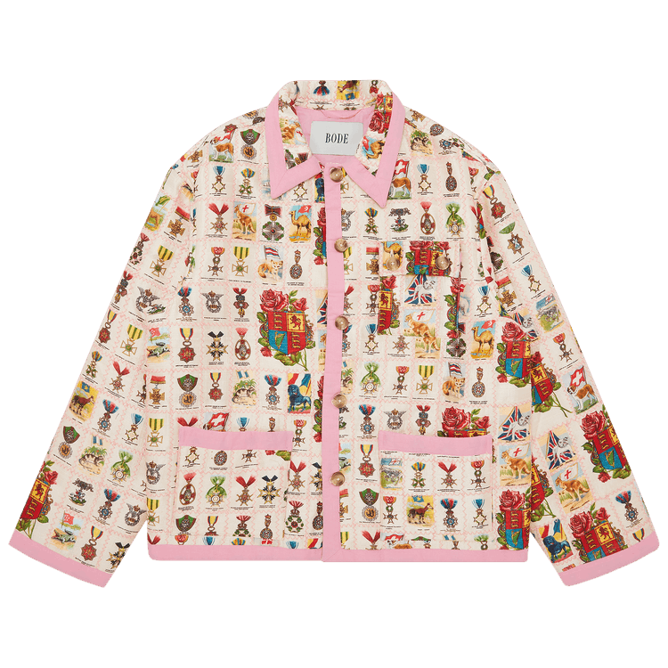 Bode Tobacco Signet Quilted Silk Jacket "Pink/Multicolor"