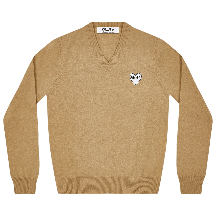 Comme des Garçons PLAY Heart V Neck Sweater "Camel"