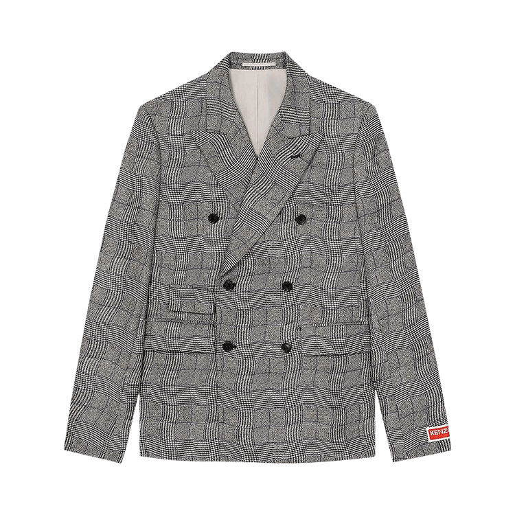 Kenzo Wavy Check Double Breasted Jacket "Dark Grey"