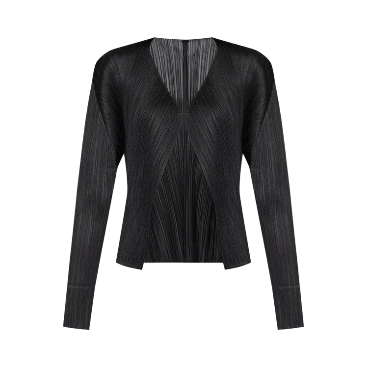 Pleats Please Issey Miyake Collarless Cardigan "Black"