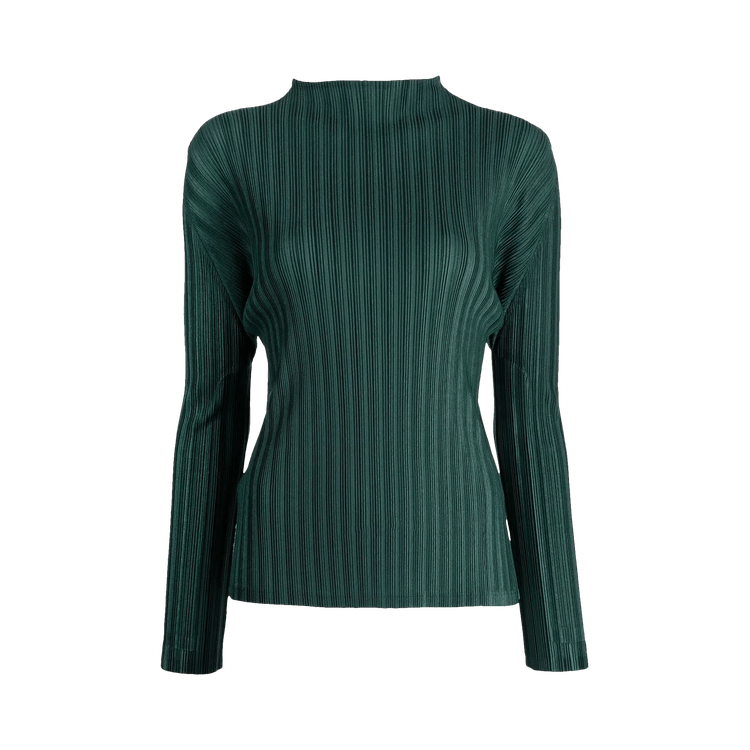 Pleats Please Issey Miyake Rib Pleats Top "Dark Green"