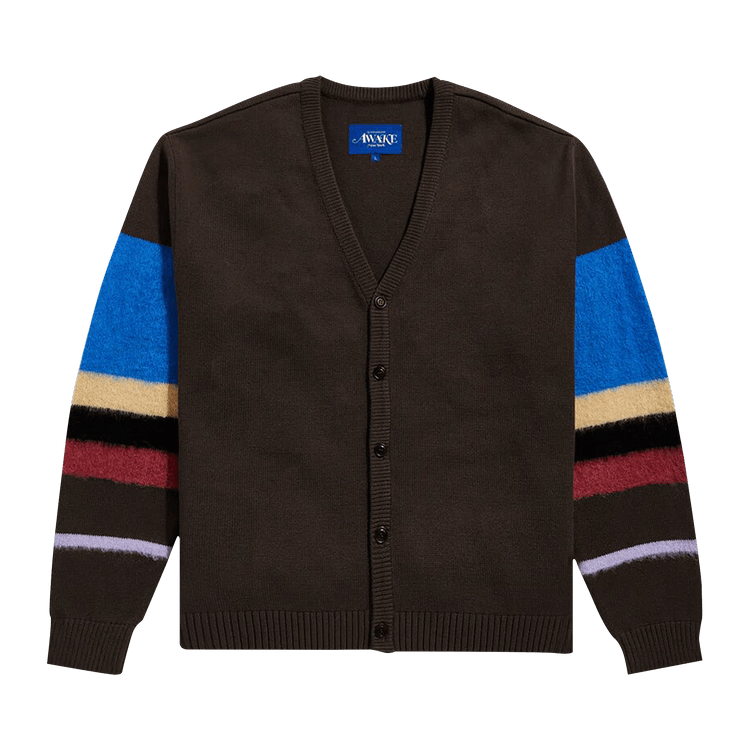 Awake NY Striped Mohair Sleeve Cardigan "Brown/Multicolor"
