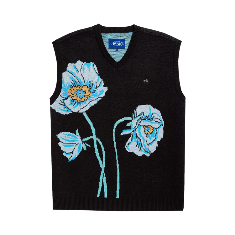 Awake NY Floral Sweater Vest "Black"