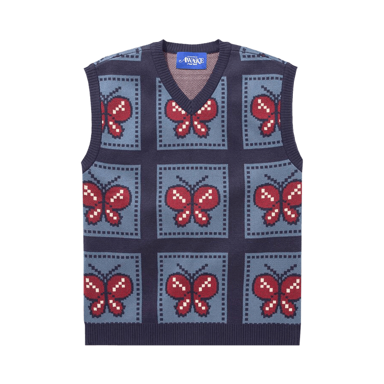 Awake NY Butterfly Sweater Vest "Blue/Red"