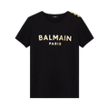 Balmain Logo T-Shirt With Embossed Buttons "White/Black"