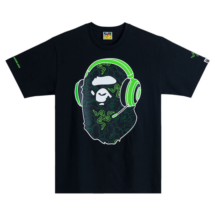 BAPE x Razer Neon Camo Ape Head Tee "Black"