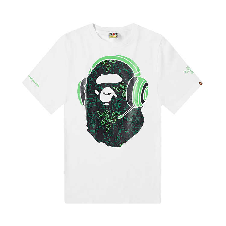 BAPE x Razer Neon Camo Ape Head Tee "White"
