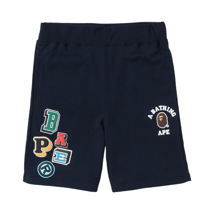 BAPE Multi Fonts Sweatshorts "Navy"
