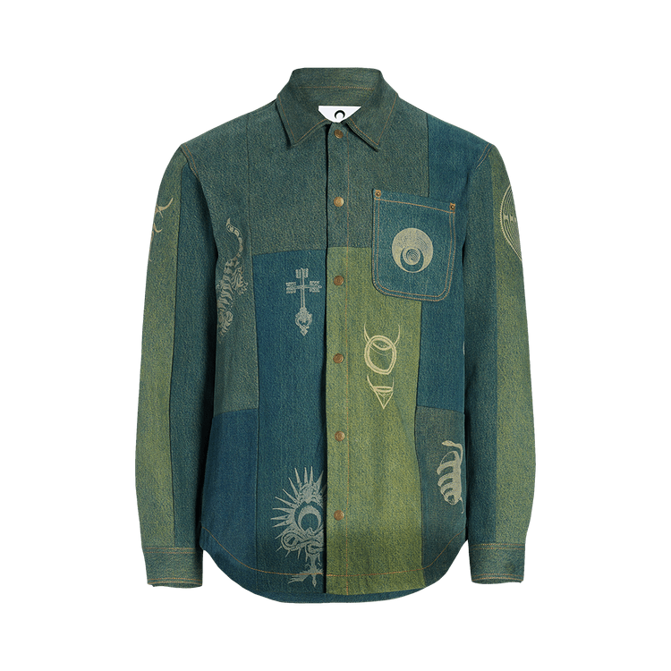 Marine Serre Petrichor Denim Overshirt "Green"