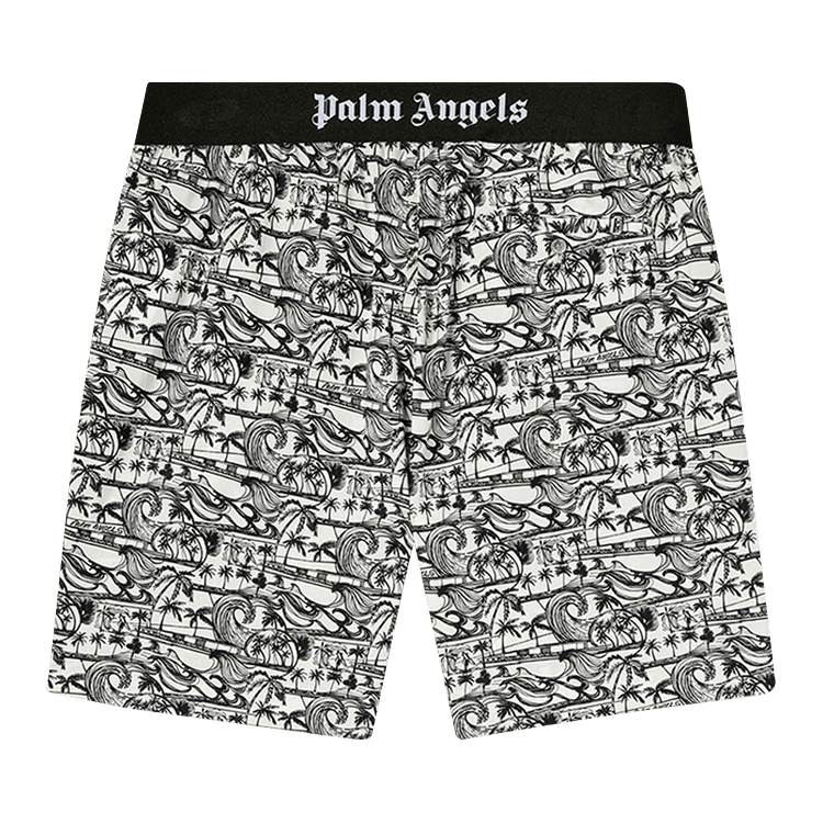 Palm Angels Waves Easy Shorts "White/Black"